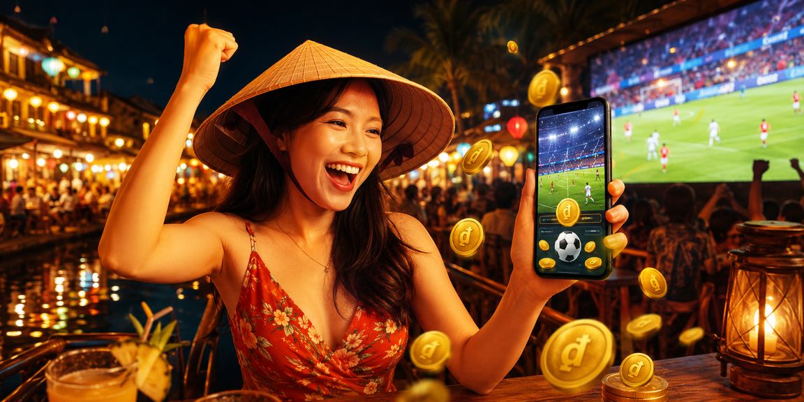 Du khách tại Phú Quốc theo dõi kèo bóng đá trực tuyến bên bờ biển qua thiết bị di động